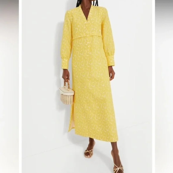 Yellow Daisy Jacquard Aurelia Dress